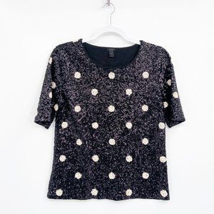 J Crew Black Polka Dot Sequin Top 28614